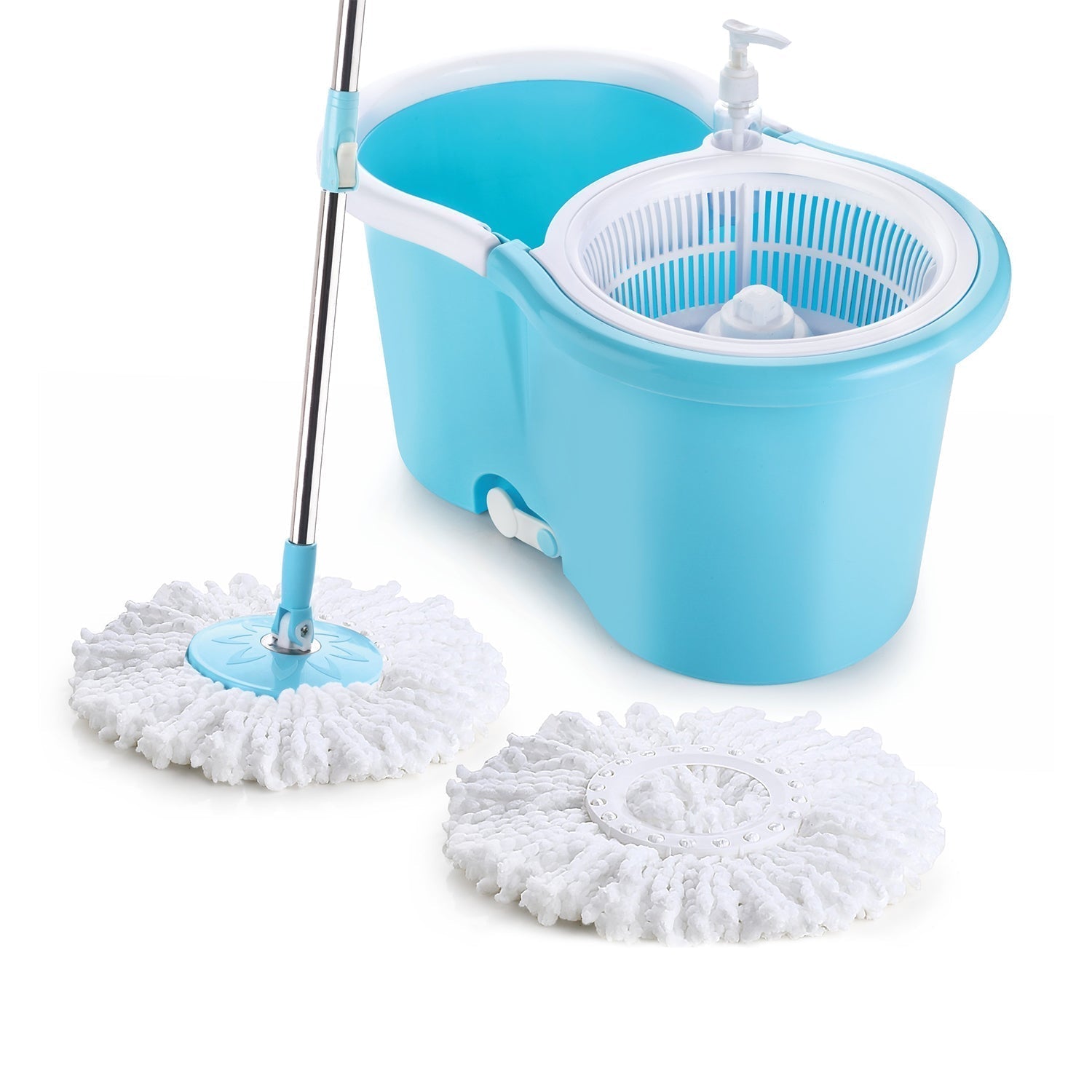 8702 Plastic Spinner Bucket Mop 360 Degree Self Spin Wringing with 2 Absorbers for Home and Office Floor Cleaning Mops Set DeoDap 8702 Plastic Spinner Bucket Mop 360 Degree Self Spin Wringing with 2 Absorbers for Home and Office Floor Cleaning Mops Set DeoDap